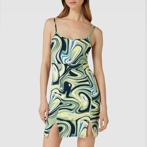 NWT Noisy May 2022 Mini Dress 'DESTINY' In Green Adjustable Straps